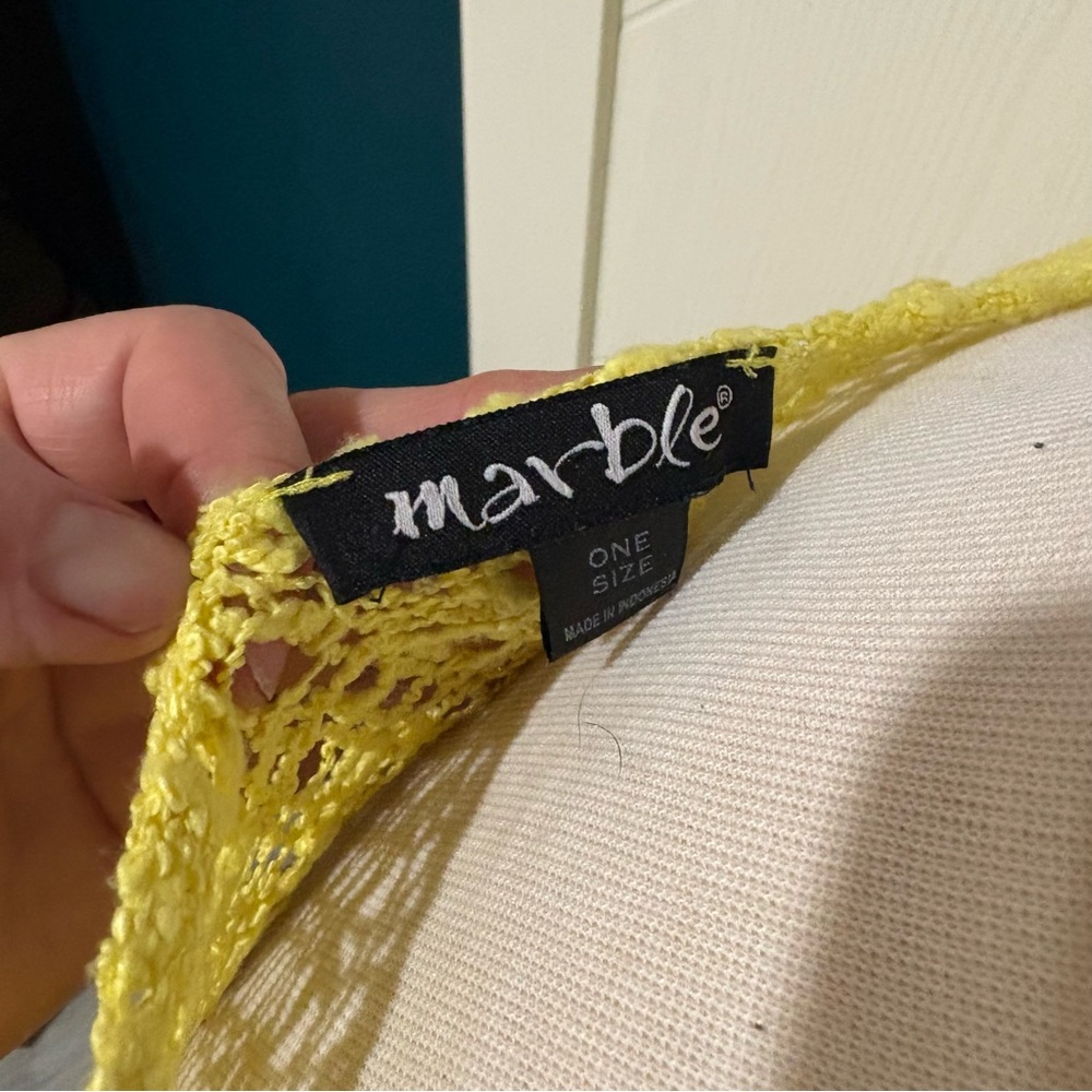 MARBLE Yellow Open-Knit Poncho Swimsuit Cover Up / Vacation/ Beach/resort - Picture 6 of 6